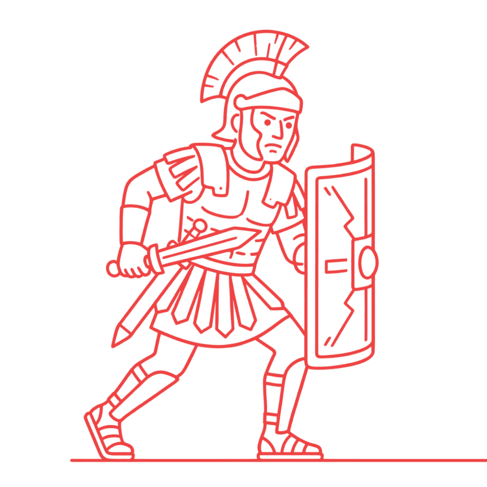 Roman soldier representing the traditional approach